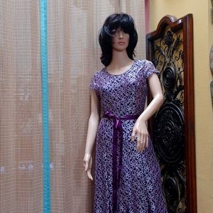 Plum lace long evening gown
